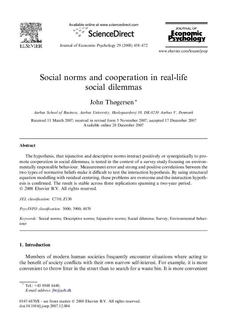 Social norms and cooperation in real-life social dilemmas