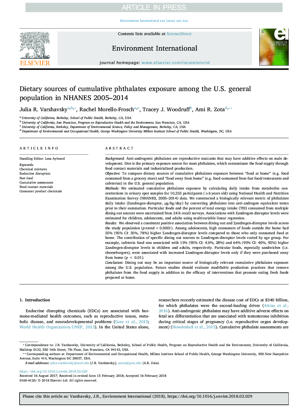 Dietary sources of cumulative phthalates exposure among the U.S. general population in NHANES 2005-2014