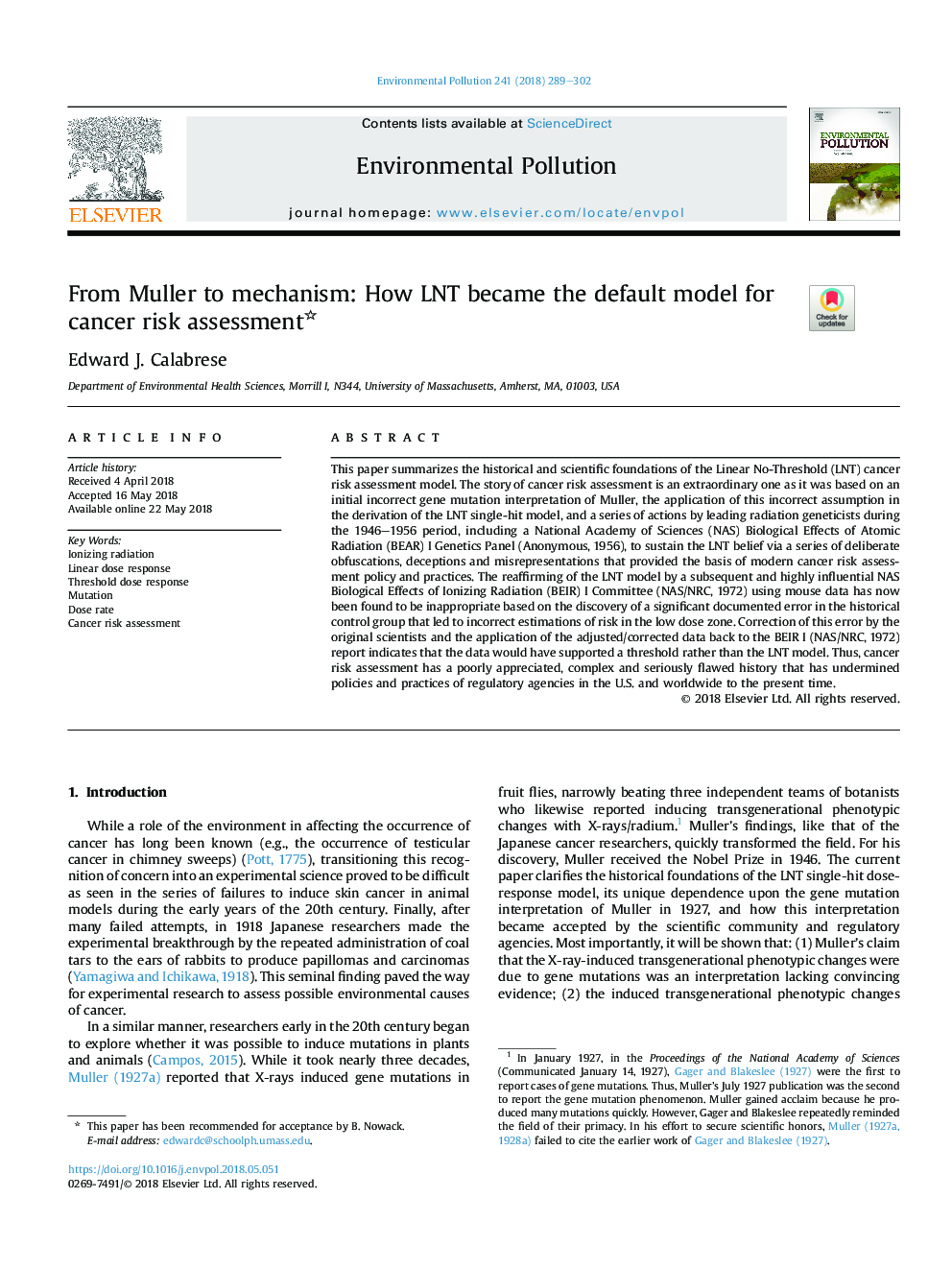 From Muller to mechanism: How LNT became the default model for cancer risk assessment