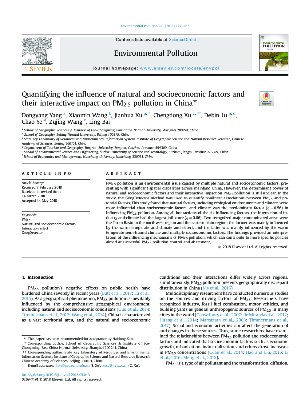 Quantifying the influence of natural and socioeconomic factors and their interactive impact on PM2.5 pollution in China