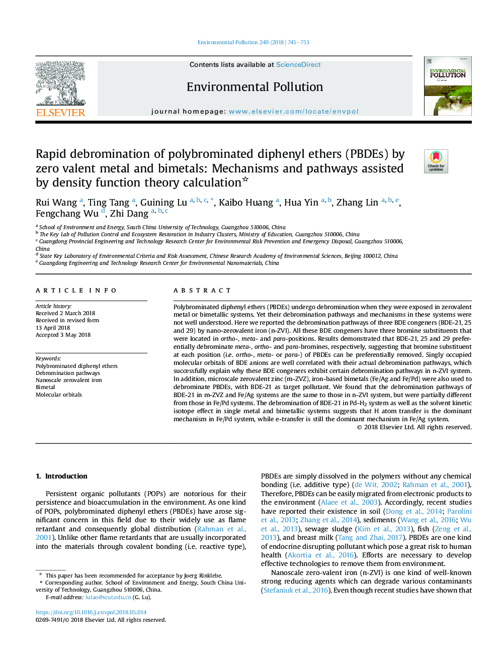 Rapid debromination of polybrominated diphenyl ethers (PBDEs) by zero valent metal and bimetals: Mechanisms and pathways assisted by density function theory calculation