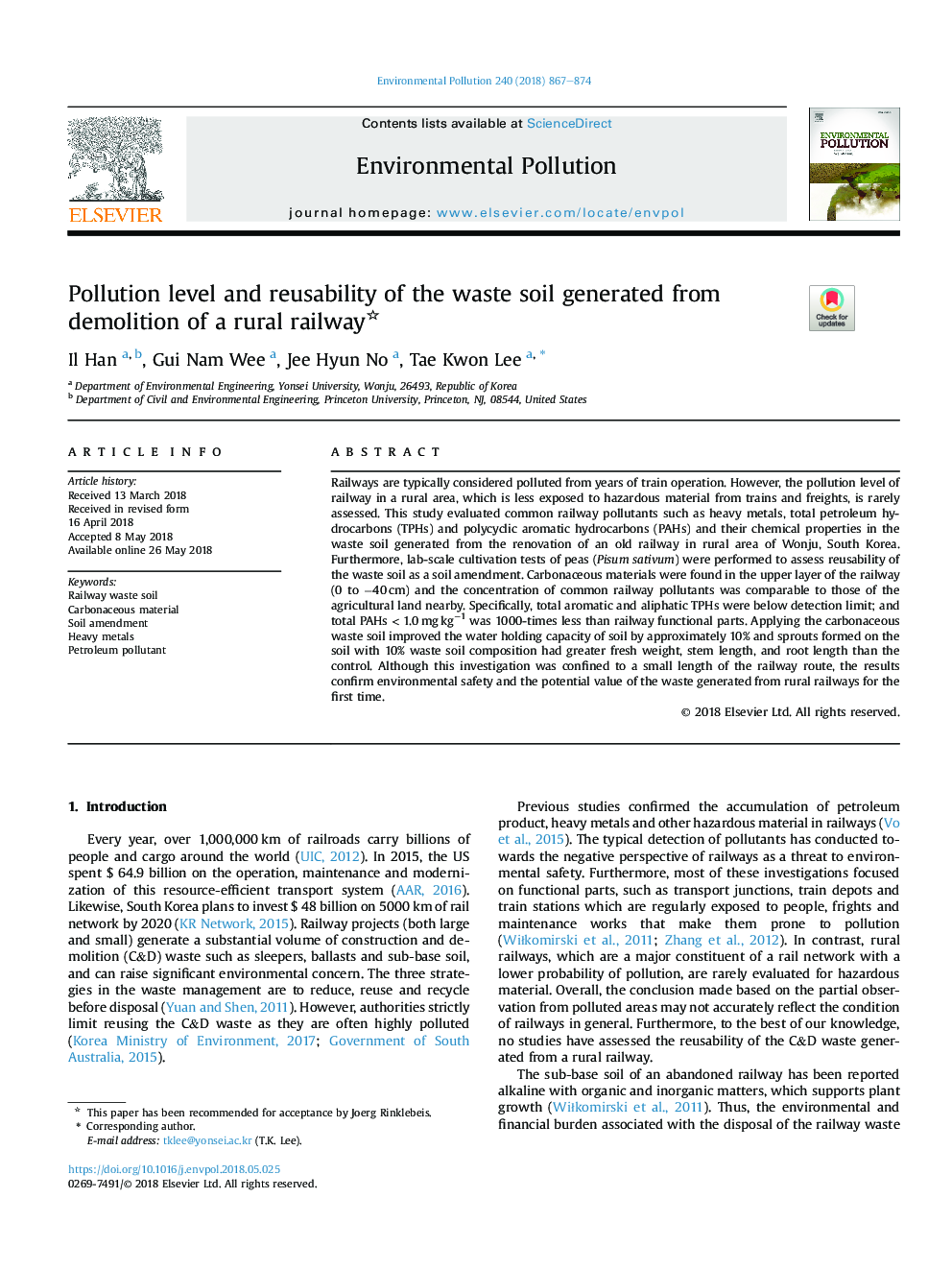 Pollution level and reusability of the waste soil generated from demolition of a rural railway