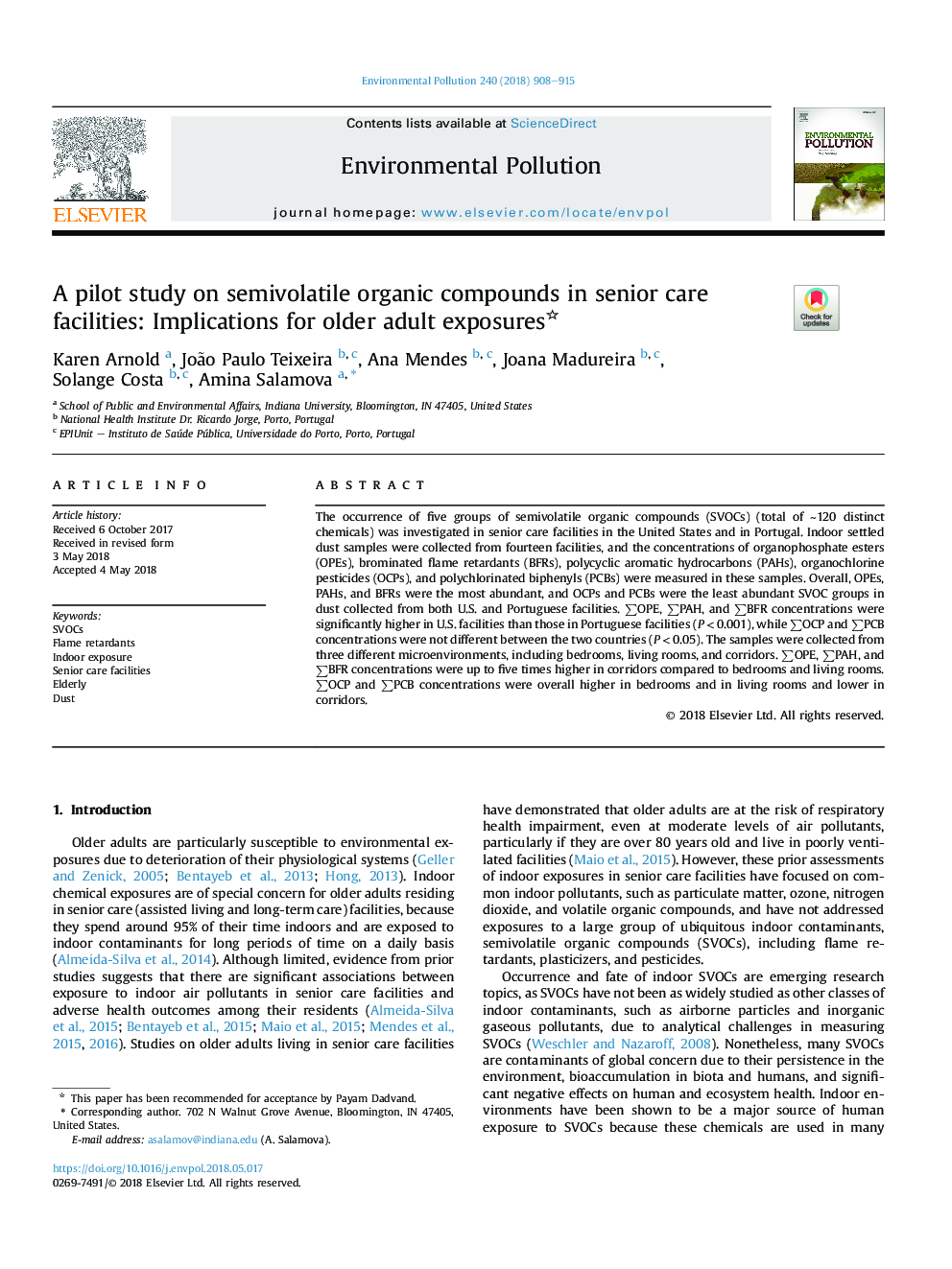 یک مطالعه آزمایشی در مورد ترکیبات ارگانیک نیمه جامد در مراکز مراقبت های ویژه: پیامدهای بالینی مواجهه با بزرگسالان 