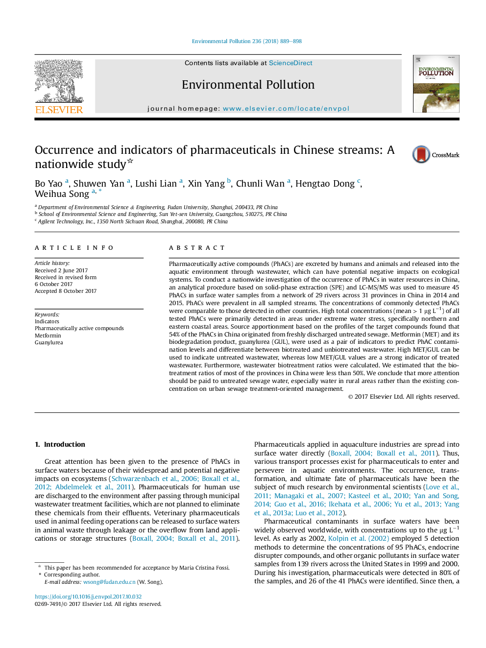 Occurrence and indicators of pharmaceuticals in Chinese streams: A nationwide study