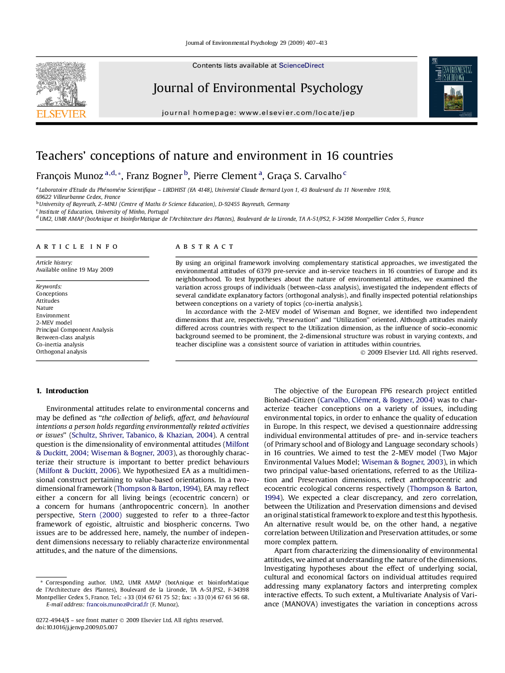 Teachers' conceptions of nature and environment in 16 countries