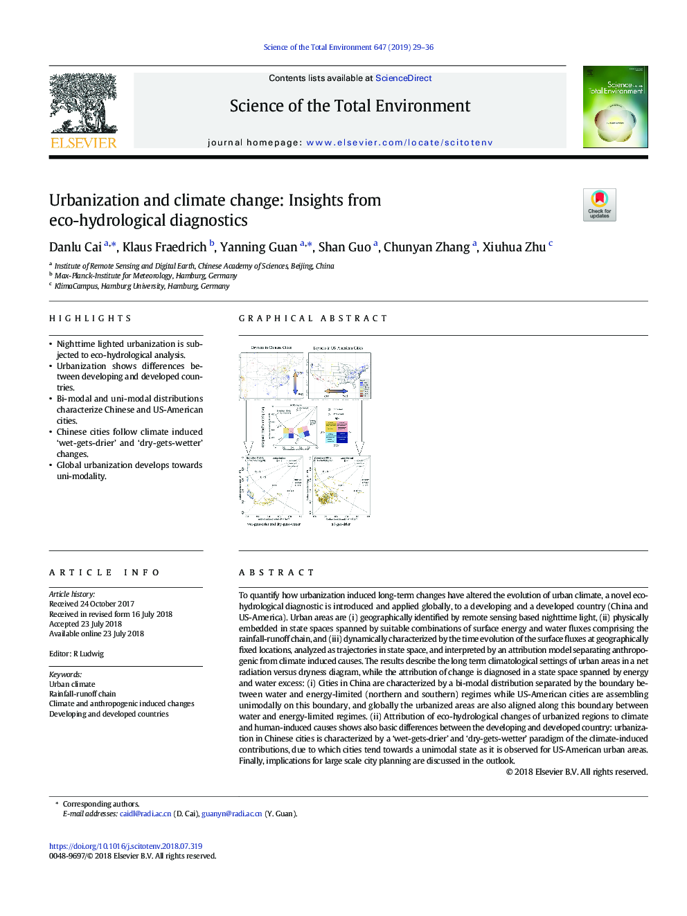 Urbanization and climate change: Insights from eco-hydrological diagnostics