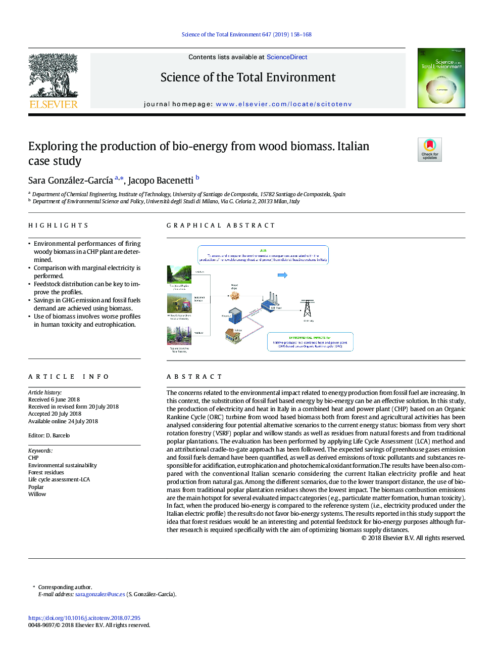 Exploring the production of bio-energy from wood biomass. Italian case study