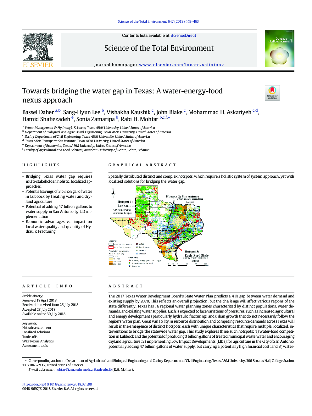 به سوی پرش آب شکاف در تگزاس: رویکرد ارتباطات آب و انرژی