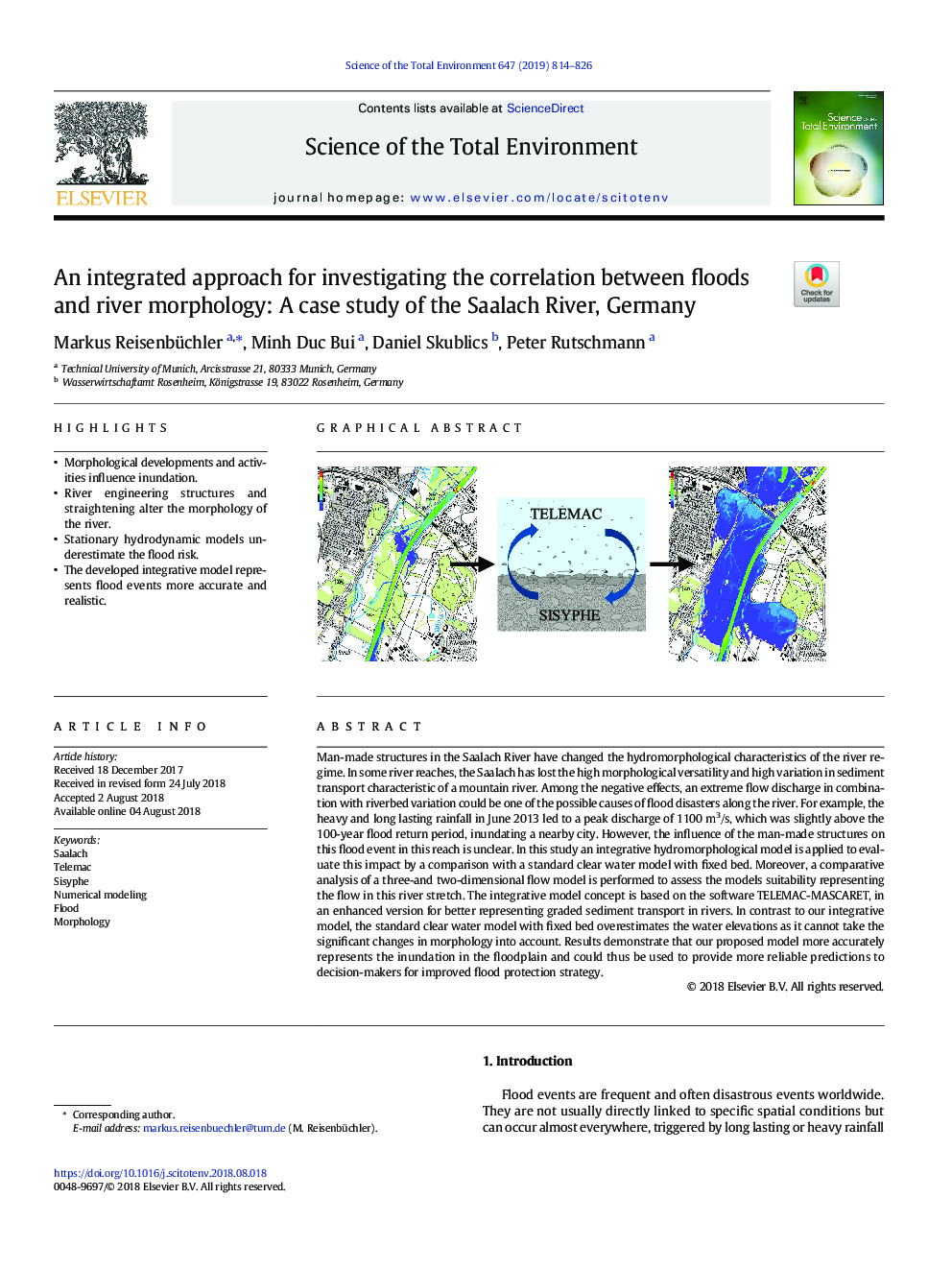 یک رویکرد یکپارچه برای بررسی ارتباط بین سیل و مورفولوژی رودخانه: مطالعه موردی رودخانه ساالچ، آلمان