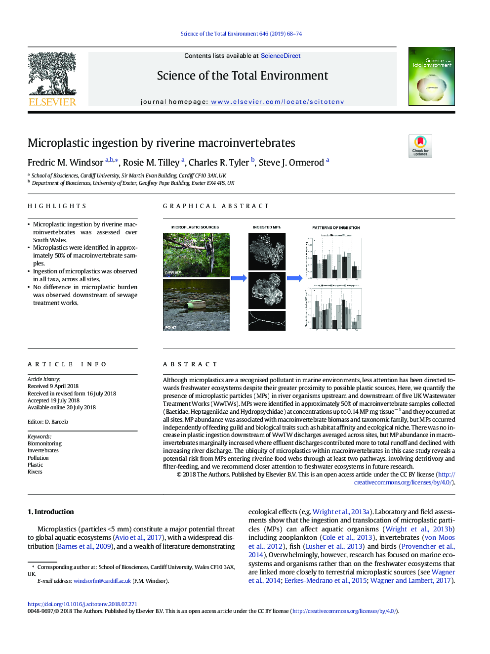 Microplastic ingestion by riverine macroinvertebrates