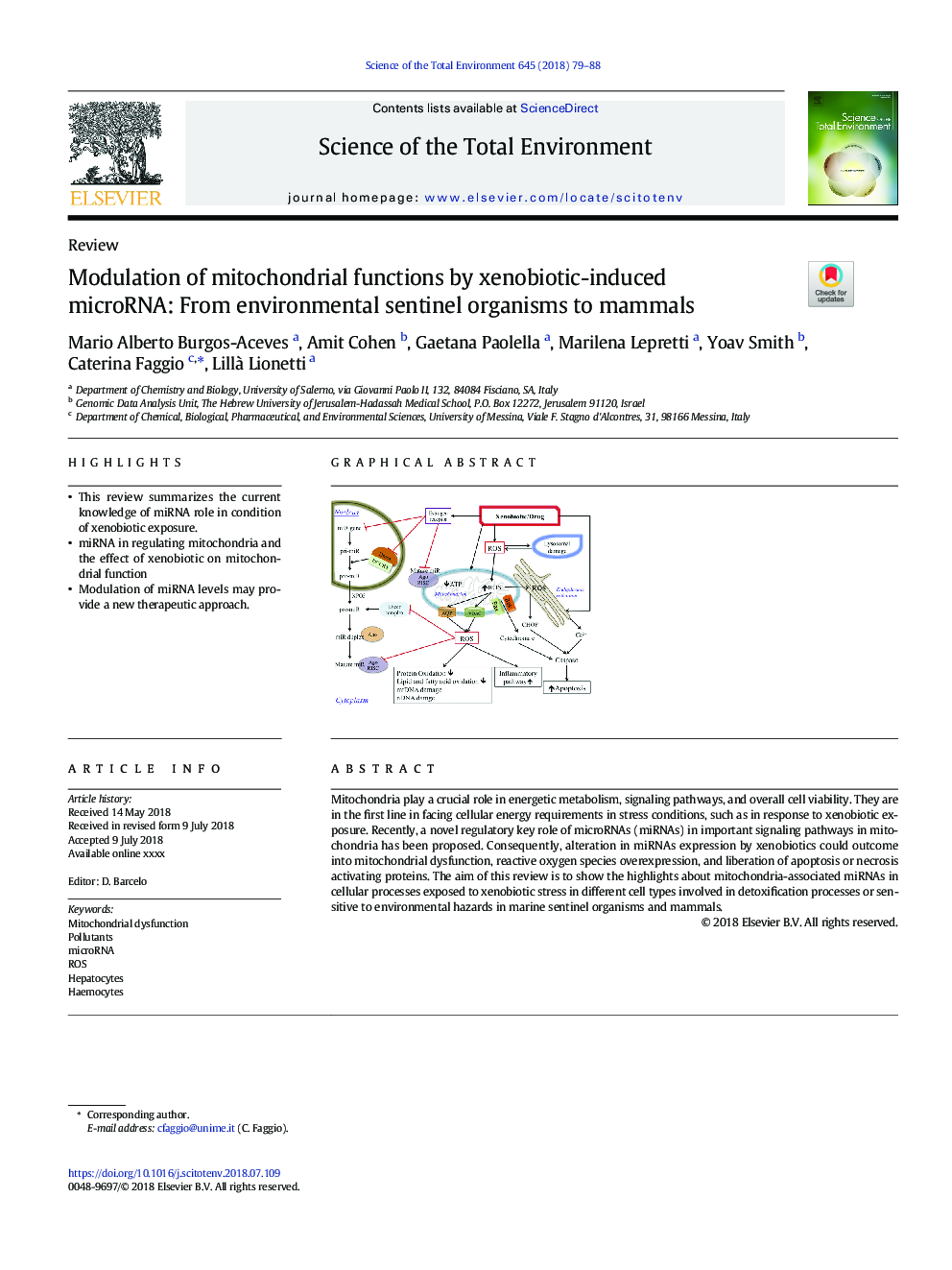 Modulation of mitochondrial functions by xenobiotic-induced microRNA: From environmental sentinel organisms to mammals