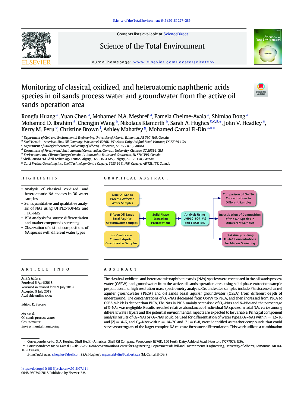 Monitoring of classical, oxidized, and heteroatomic naphthenic acids species in oil sands process water and groundwater from the active oil sands operation area