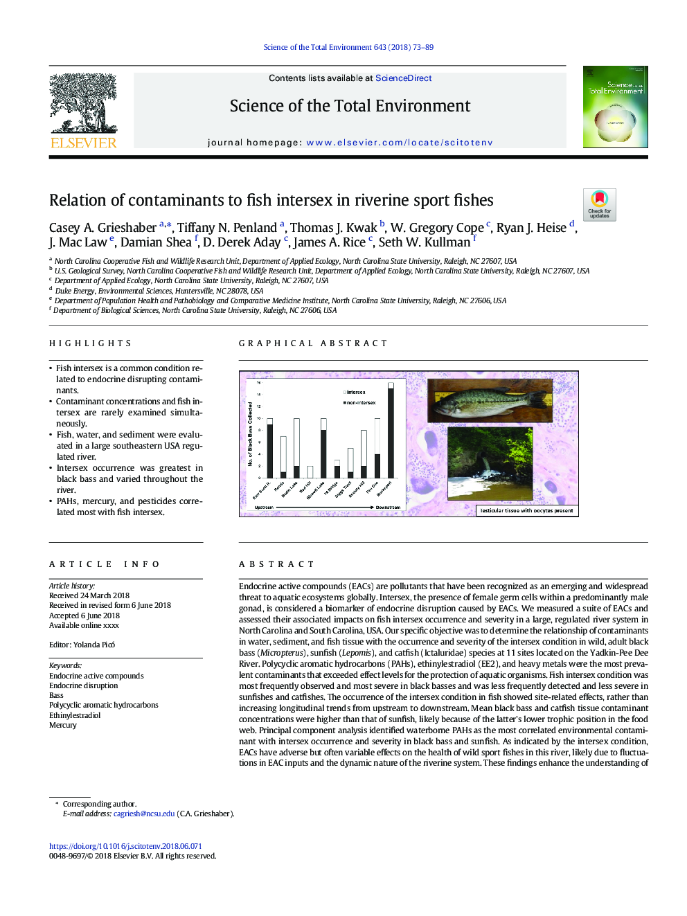 Relation of contaminants to fish intersex in riverine sport fishes