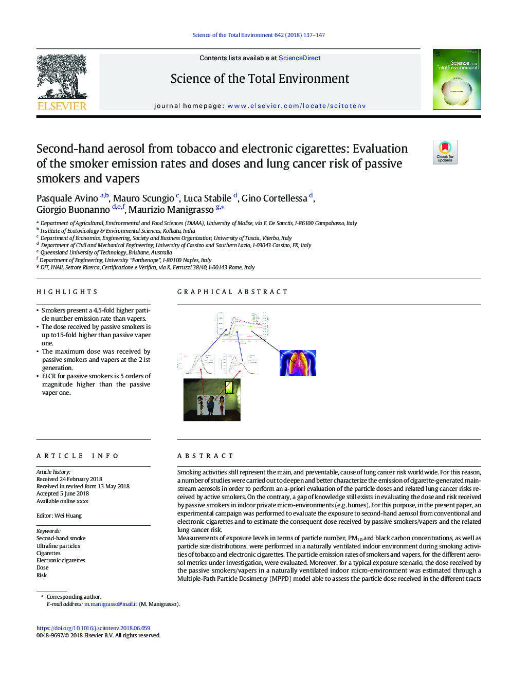 Second-hand aerosol from tobacco and electronic cigarettes: Evaluation of the smoker emission rates and doses and lung cancer risk of passive smokers and vapers