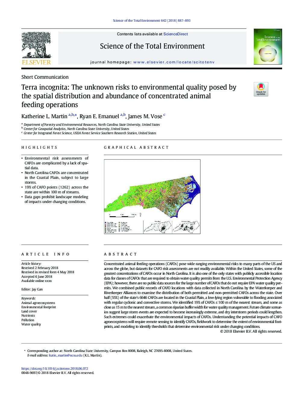 Terra incognita: The unknown risks to environmental quality posed by the spatial distribution and abundance of concentrated animal feeding operations