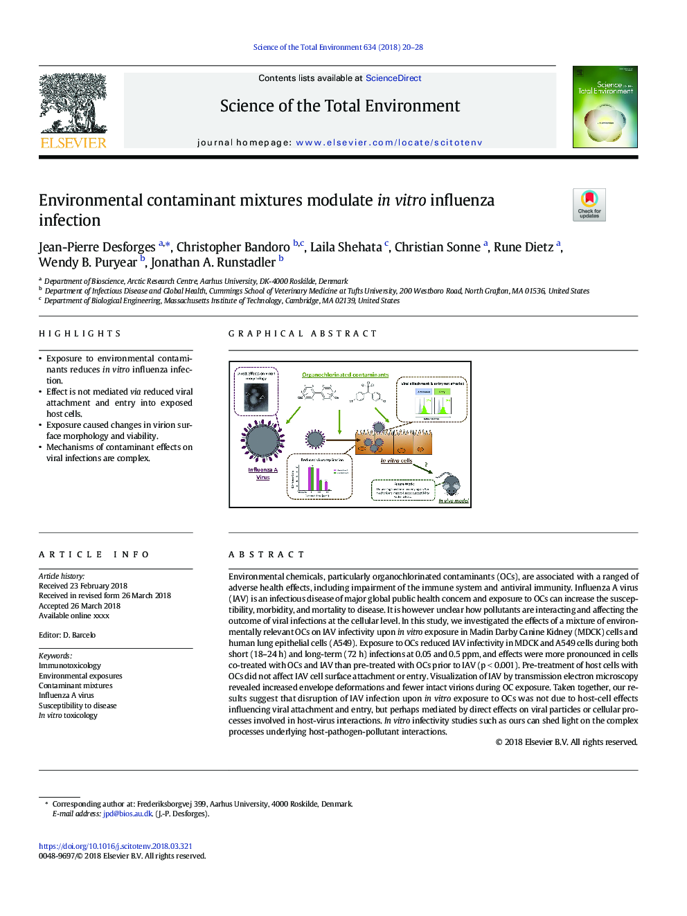 Environmental contaminant mixtures modulate in vitro influenza infection