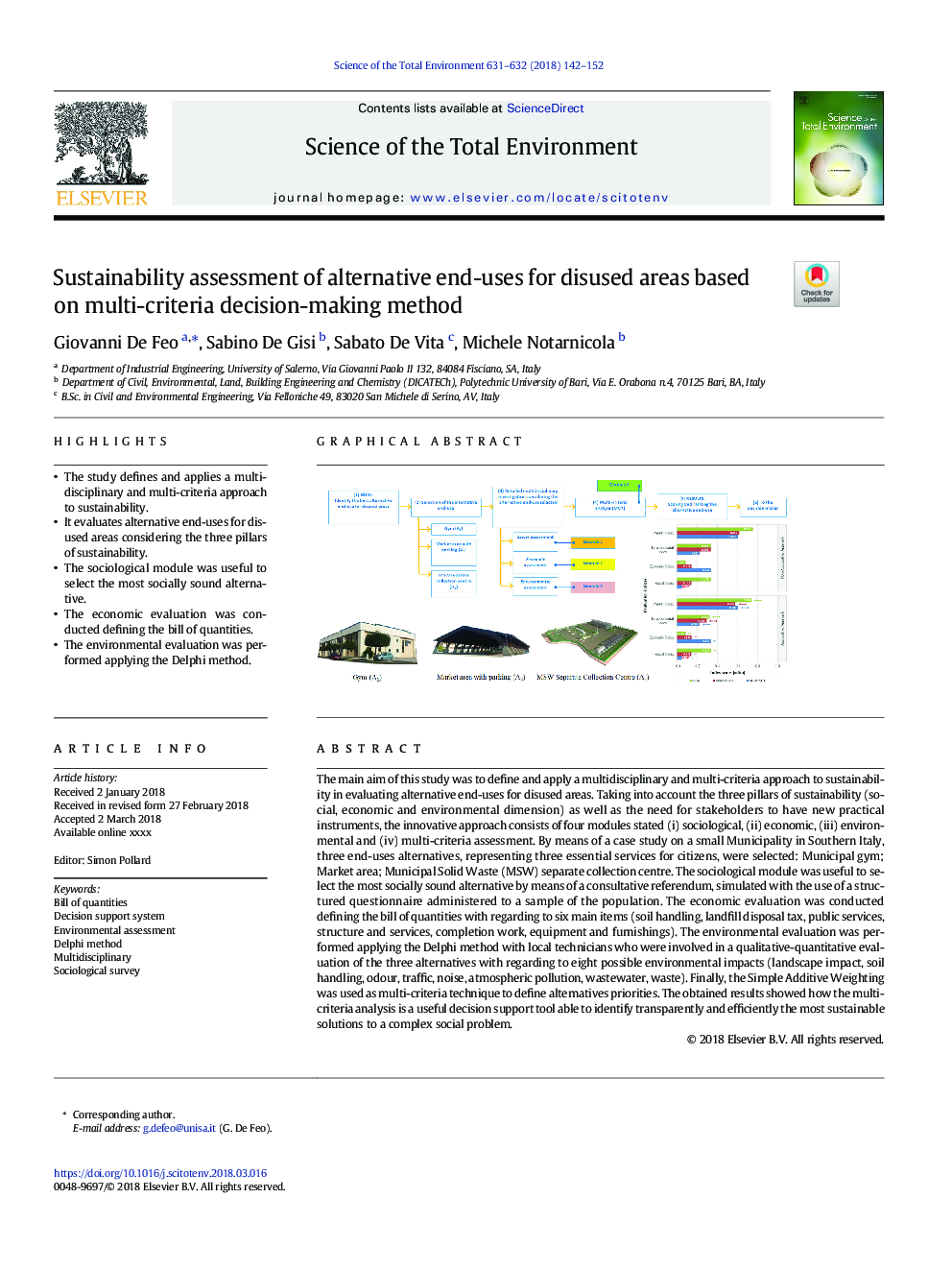 Sustainability assessment of alternative end-uses for disused areas based on multi-criteria decision-making method