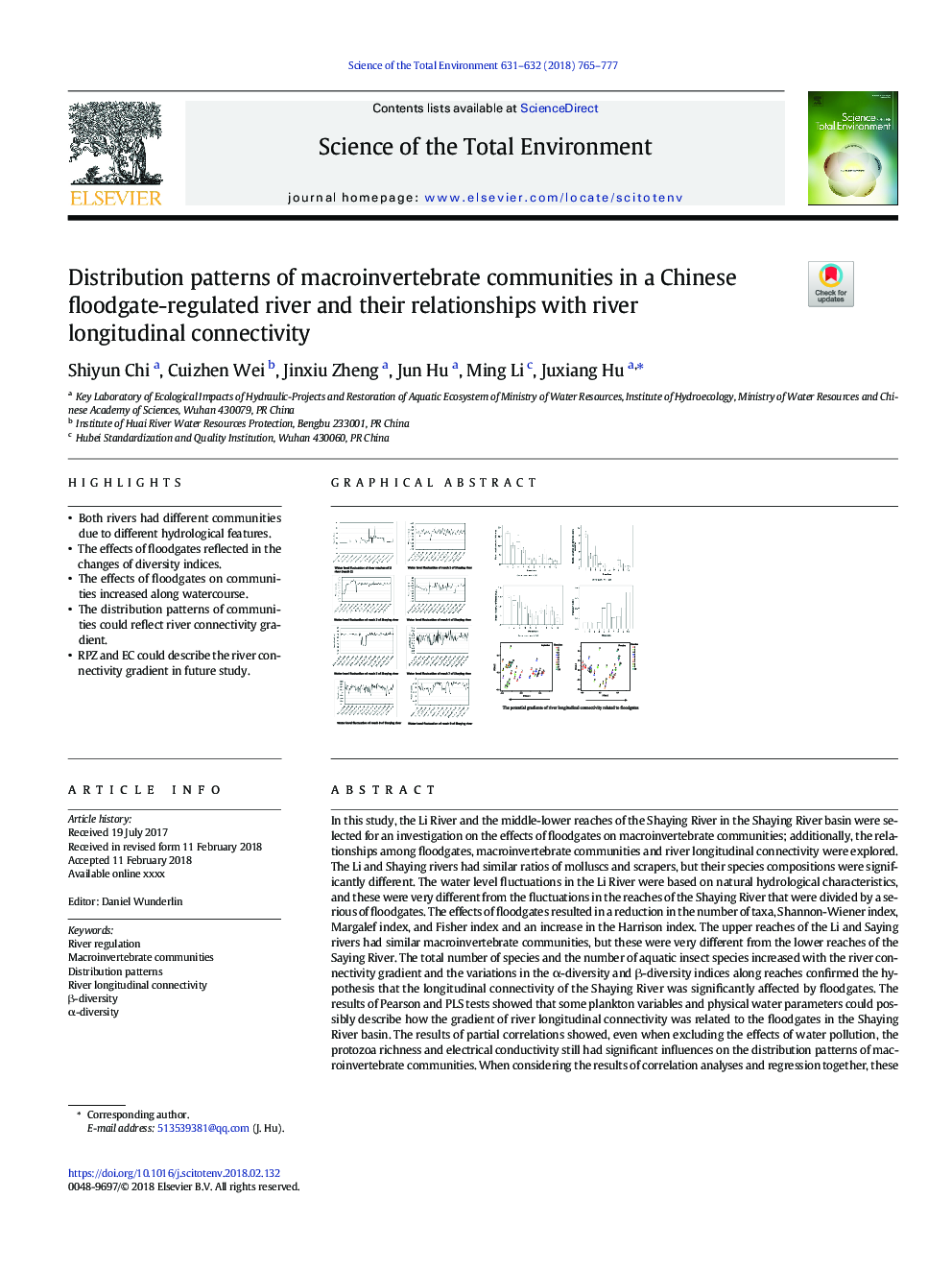 Distribution patterns of macroinvertebrate communities in a Chinese floodgate-regulated river and their relationships with river longitudinal connectivity