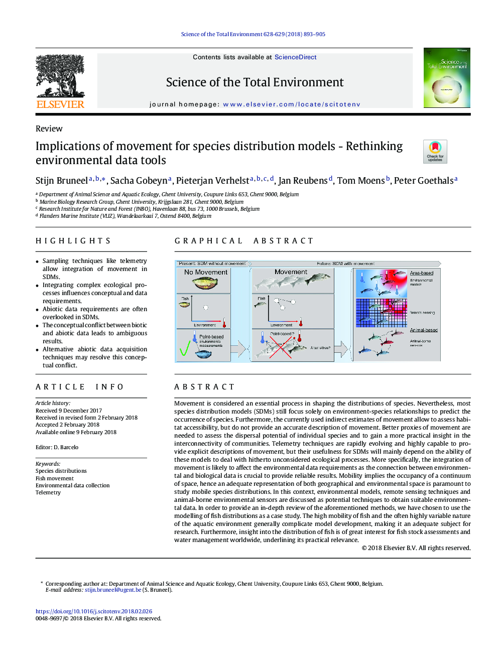 Implications of movement for species distribution models - Rethinking environmental data tools