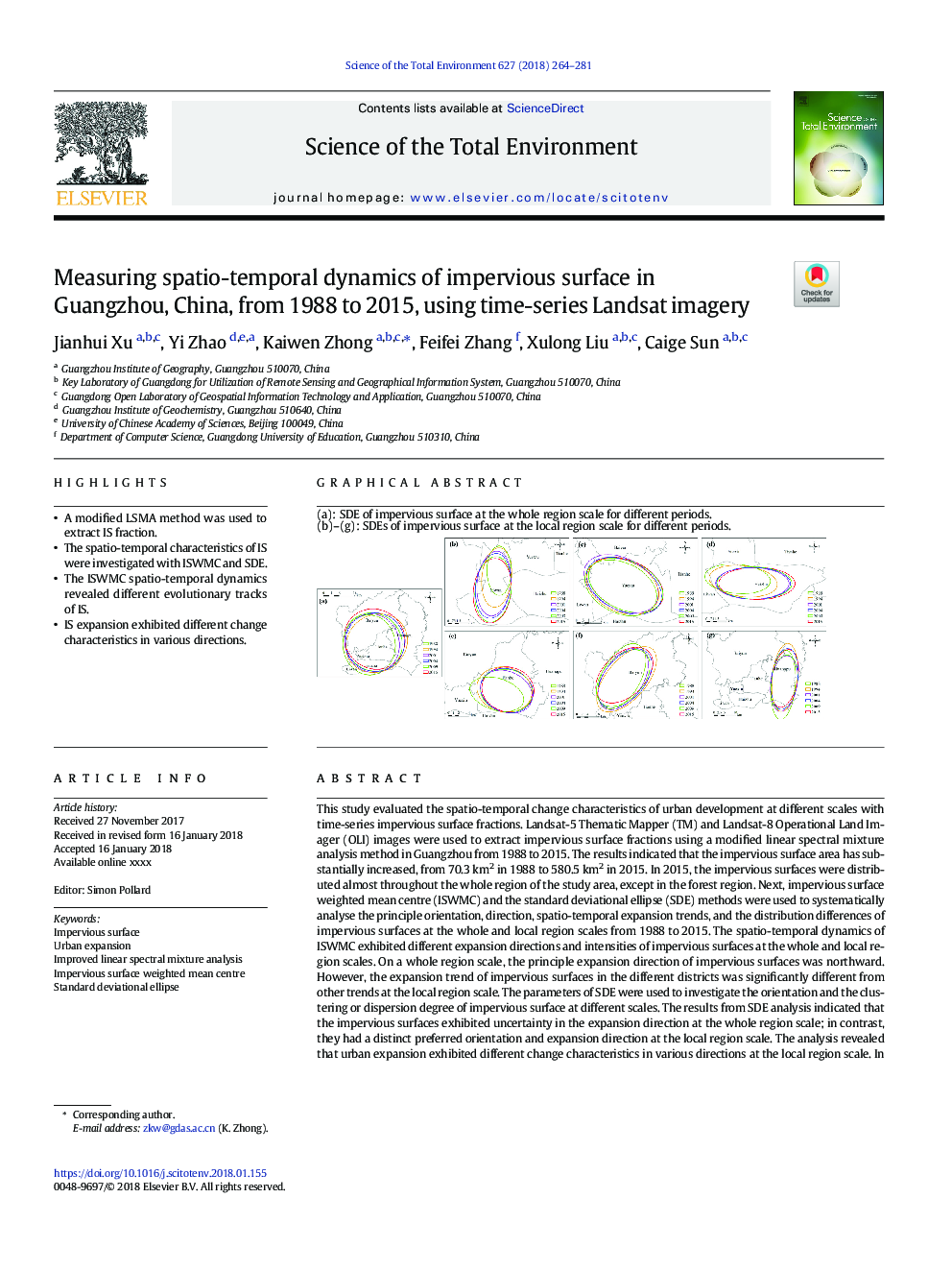 Measuring spatio-temporal dynamics of impervious surface in Guangzhou, China, from 1988 to 2015, using time-series Landsat imagery