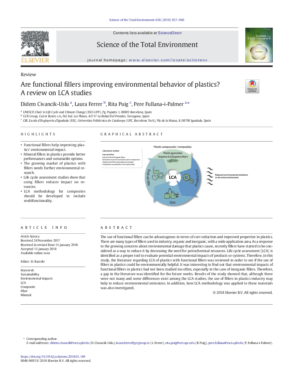 Are functional fillers improving environmental behavior of plastics? A review on LCA studies