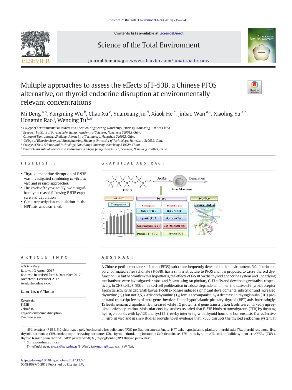 Multiple approaches to assess the effects of F-53B, a Chinese PFOS alternative, on thyroid endocrine disruption at environmentally relevant concentrations