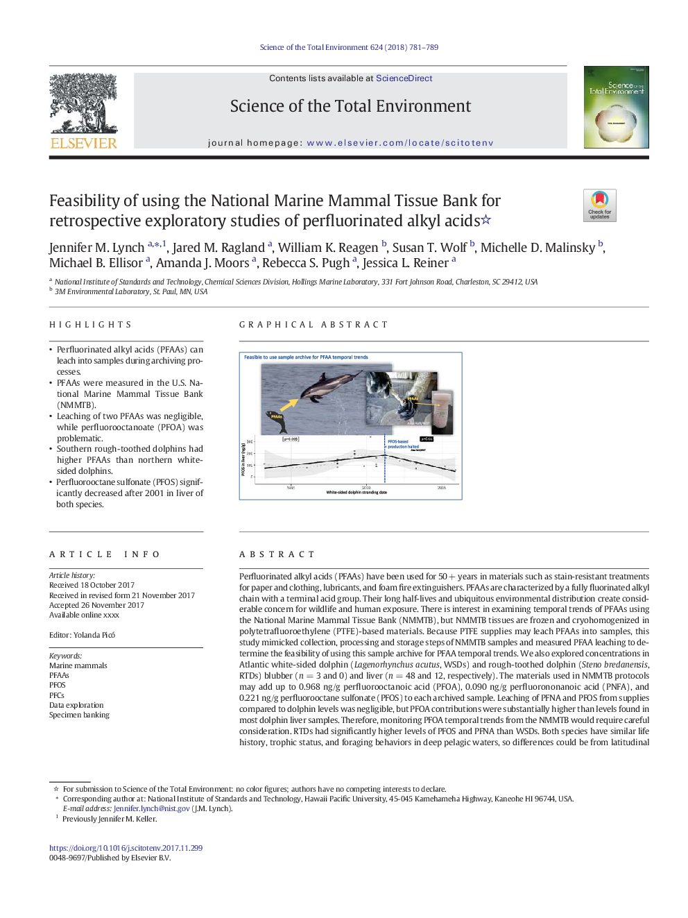 Feasibility of using the National Marine Mammal Tissue Bank for retrospective exploratory studies of perfluorinated alkyl acids