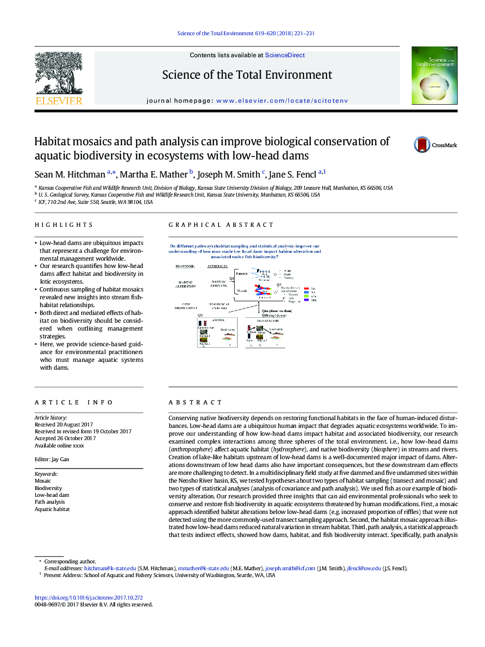 Habitat mosaics and path analysis can improve biological conservation of aquatic biodiversity in ecosystems with low-head dams