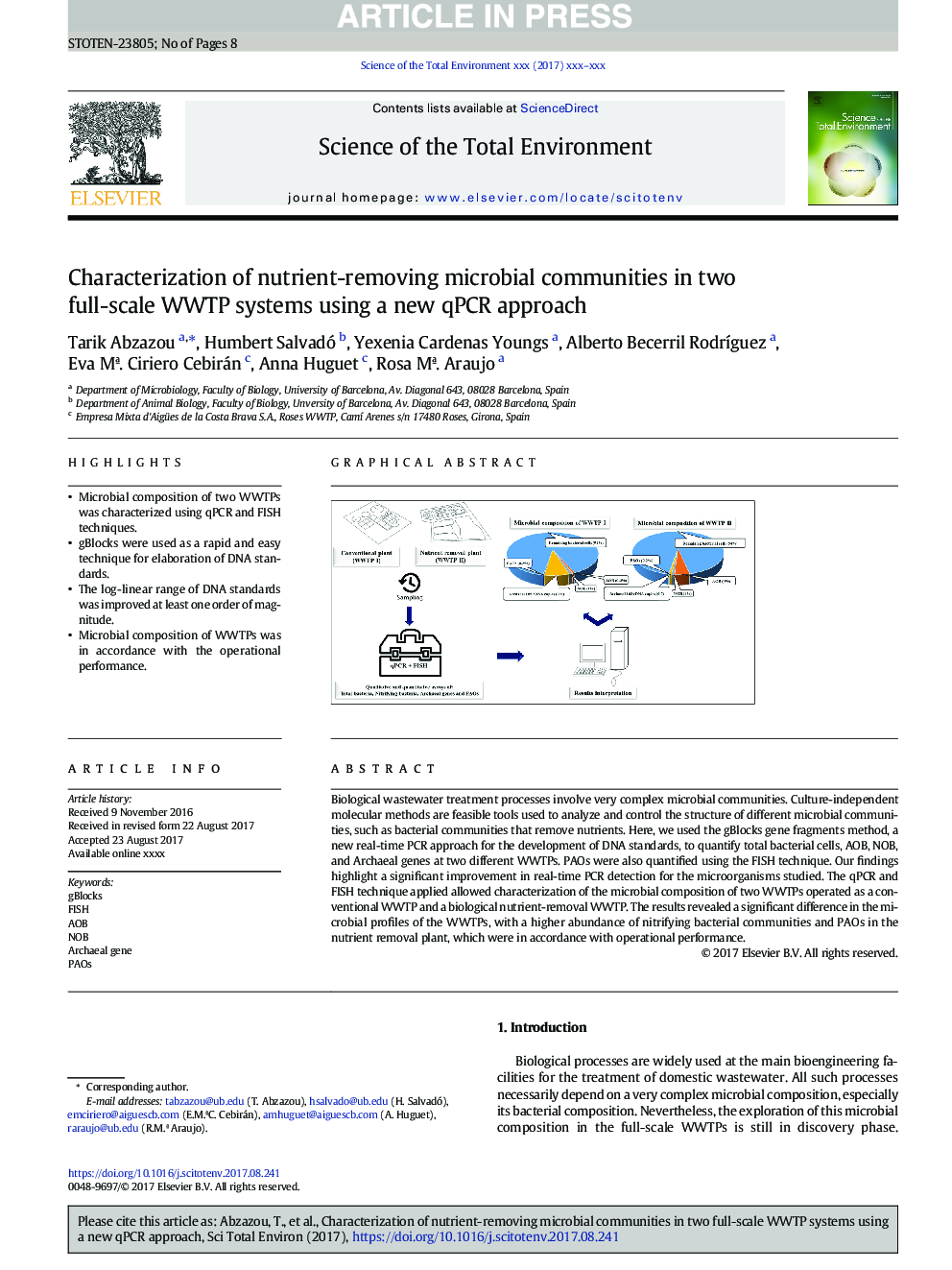 Characterization of nutrient-removing microbial communities in two full-scale WWTP systems using a new qPCR approach