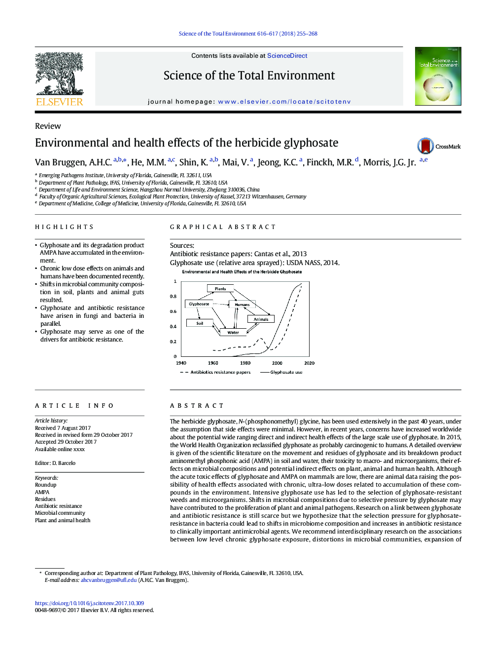 Environmental and health effects of the herbicide glyphosate