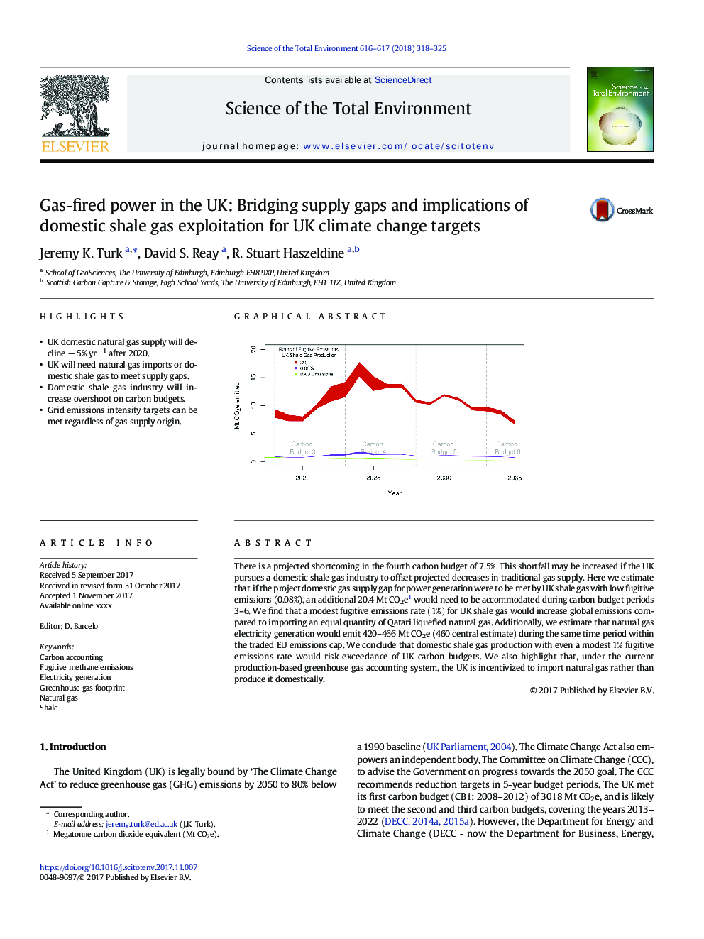 Gas-fired power in the UK: Bridging supply gaps and implications of domestic shale gas exploitation for UK climate change targets