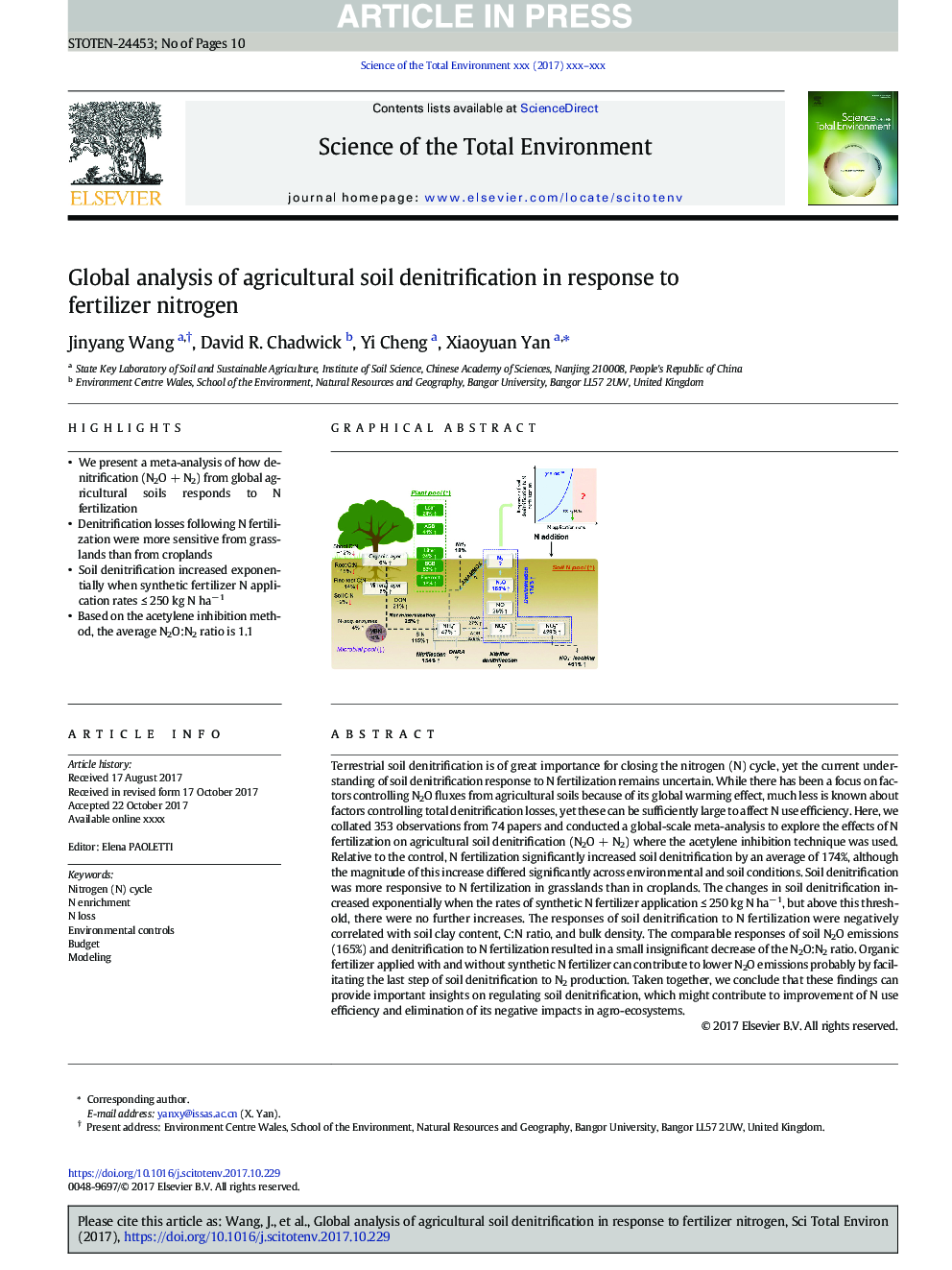 Global analysis of agricultural soil denitrification in response to fertilizer nitrogen