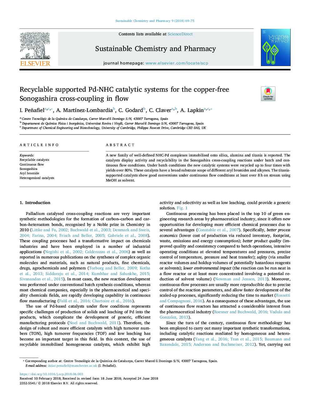 Recyclable supported Pd-NHC catalytic systems for the copper-free Sonogashira cross-coupling in flow