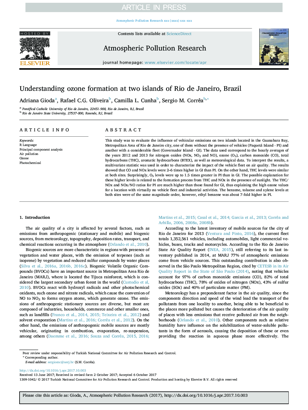 Understanding ozone formation at two islands of Rio de Janeiro, Brazil