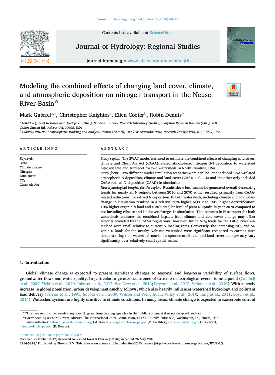 Modeling the combined effects of changing land cover, climate, and atmospheric deposition on nitrogen transport in the Neuse River Basin