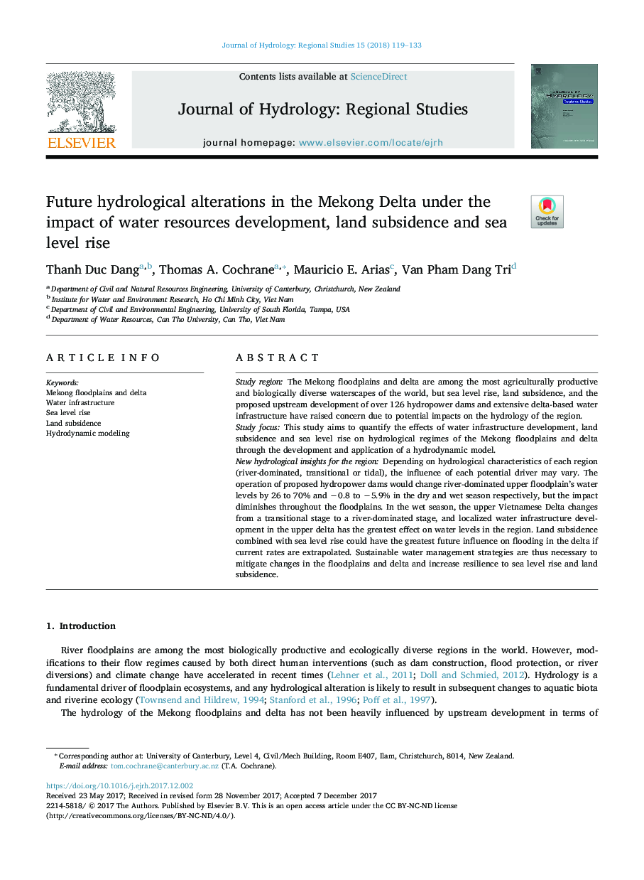 Future hydrological alterations in the Mekong Delta under the impact of water resources development, land subsidence and sea level rise