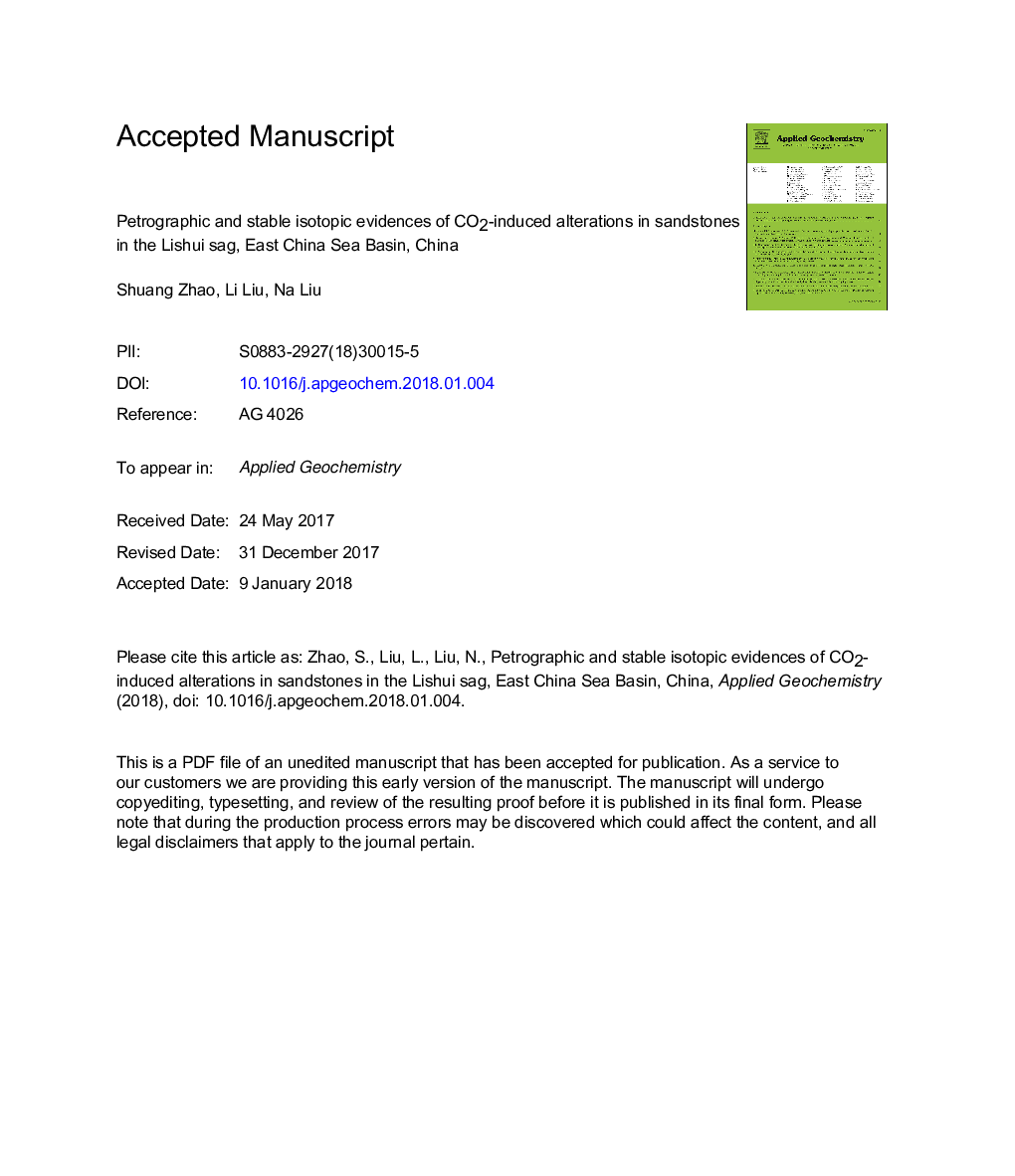 Petrographic and stable isotopic evidences of CO2-induced alterations in sandstones in the Lishui sag, East China Sea Basin, China