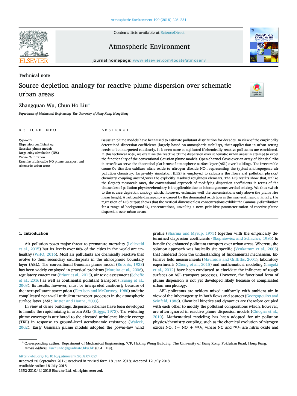 Source depletion analogy for reactive plume dispersion over schematic urban areas