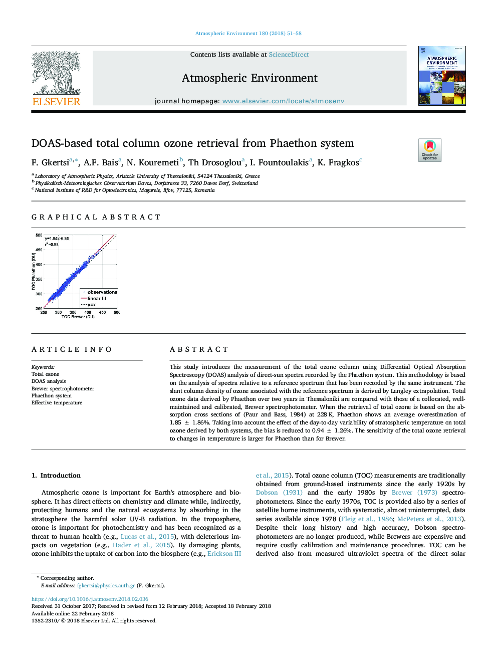 DOAS-based total column ozone retrieval from Phaethon system