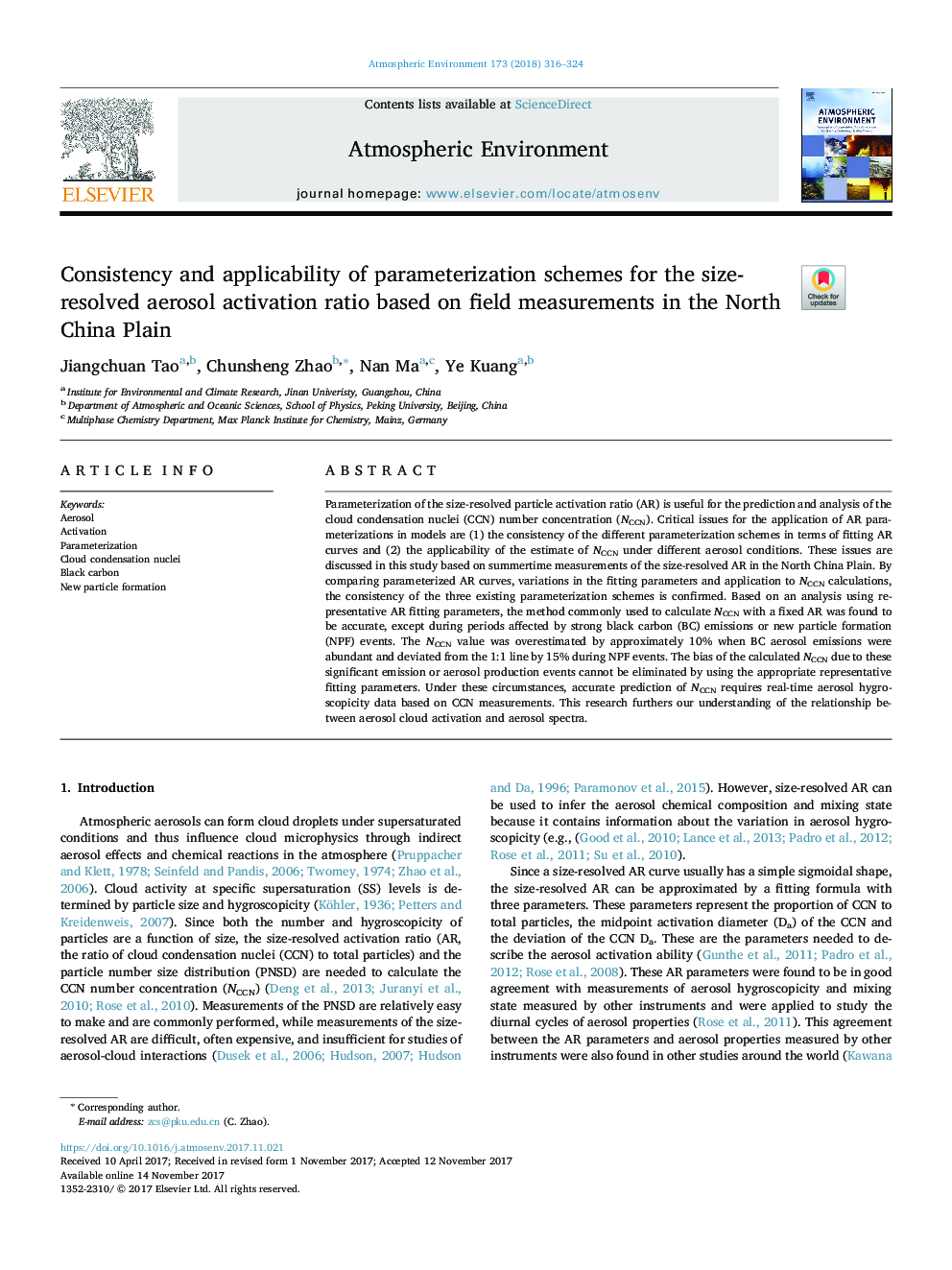 Consistency and applicability of parameterization schemes for the size-resolved aerosol activation ratio based on field measurements in the North China Plain