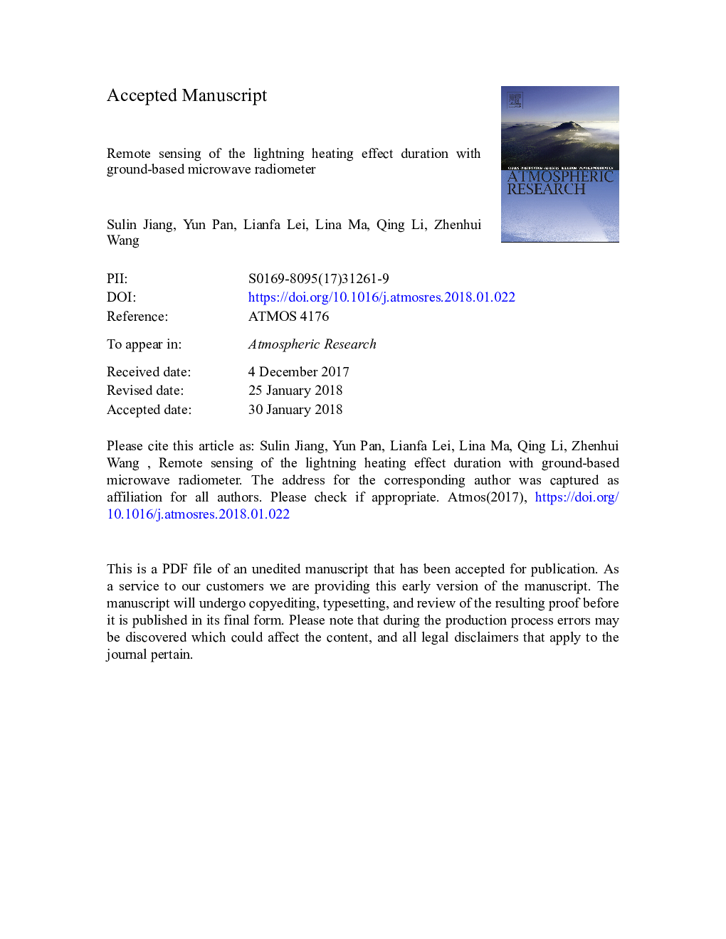 Remote sensing of the lightning heating effect duration with ground-based microwave radiometer