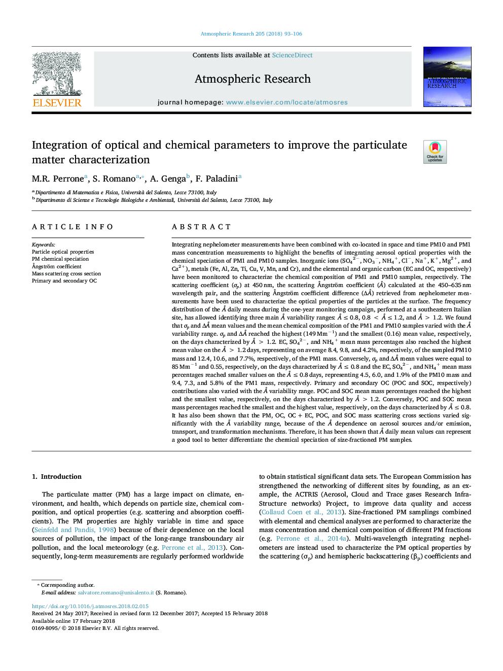 Integration of optical and chemical parameters to improve the particulate matter characterization