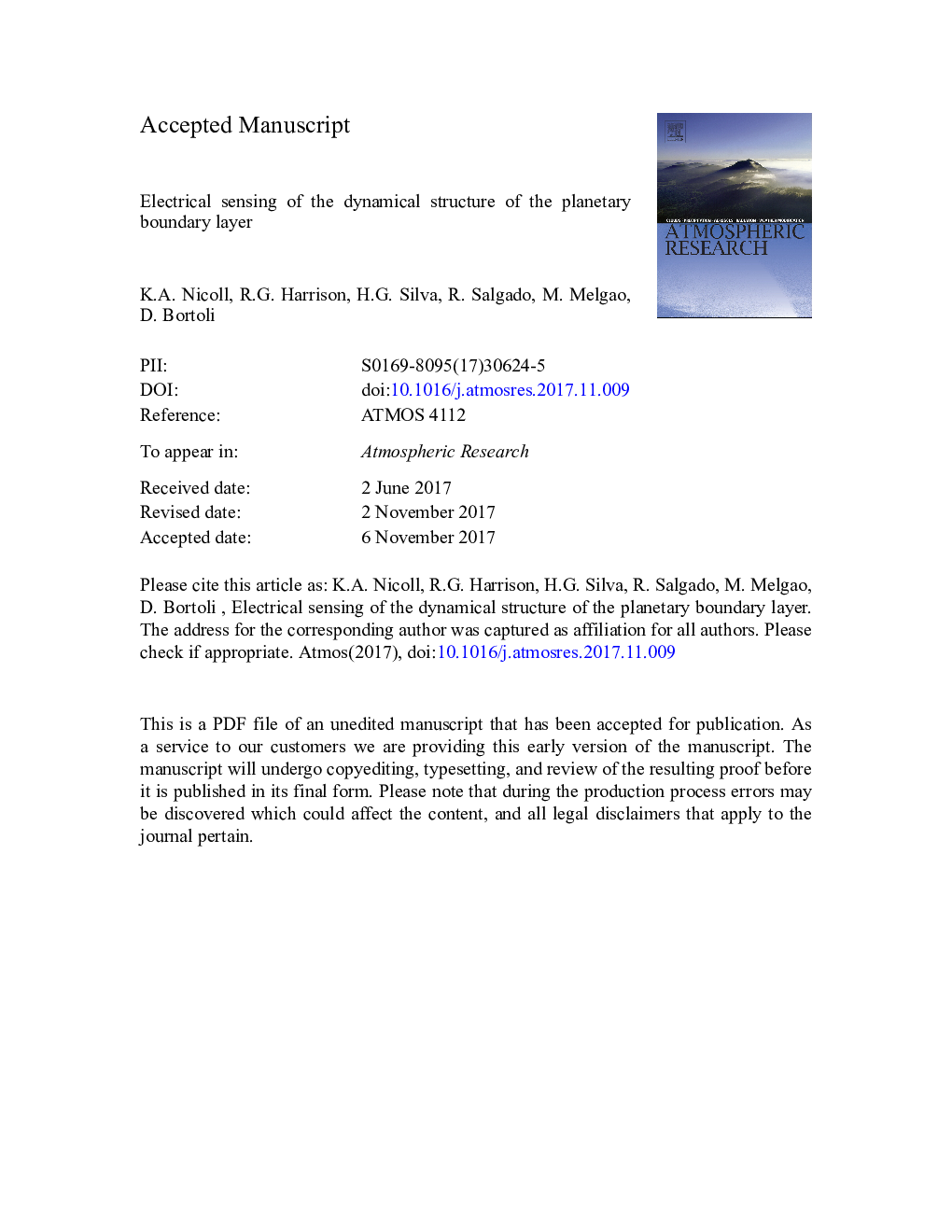 Electrical sensing of the dynamical structure of the planetary boundary layer