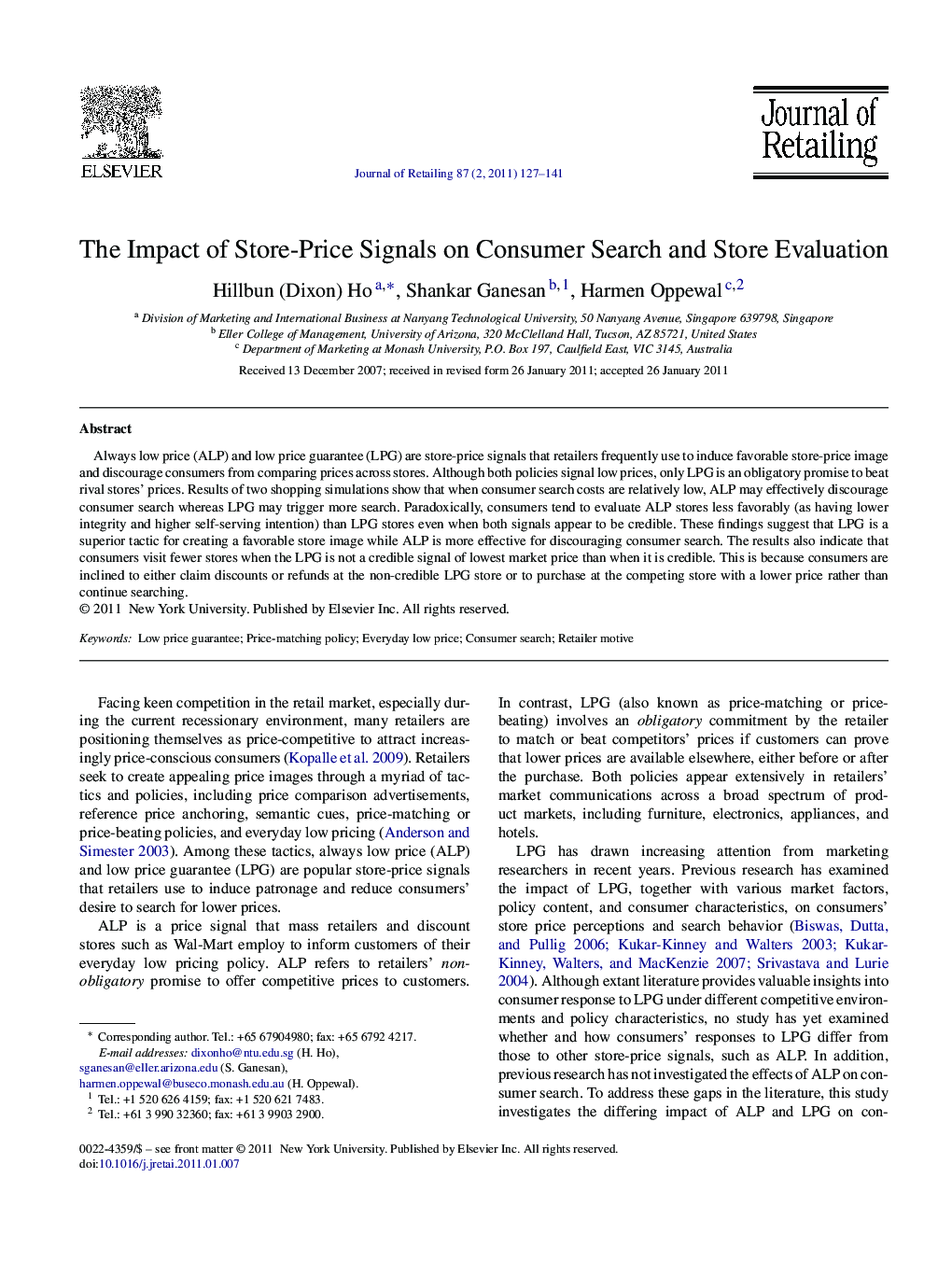 The Impact of Store-Price Signals on Consumer Search and Store Evaluation