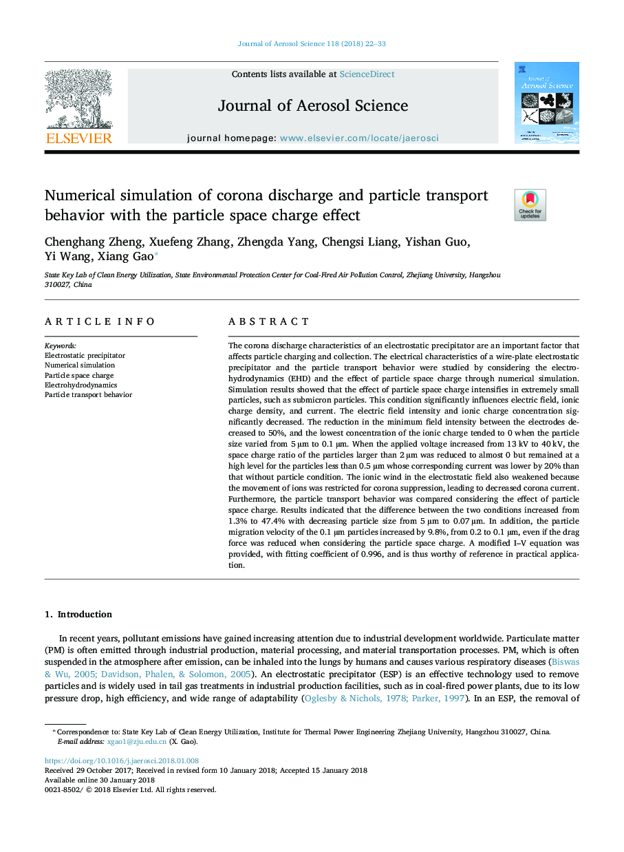 Numerical simulation of corona discharge and particle transport behavior with the particle space charge effect