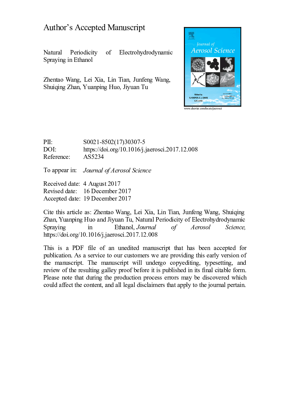 Natural periodicity of electrohydrodynamic spraying in ethanol