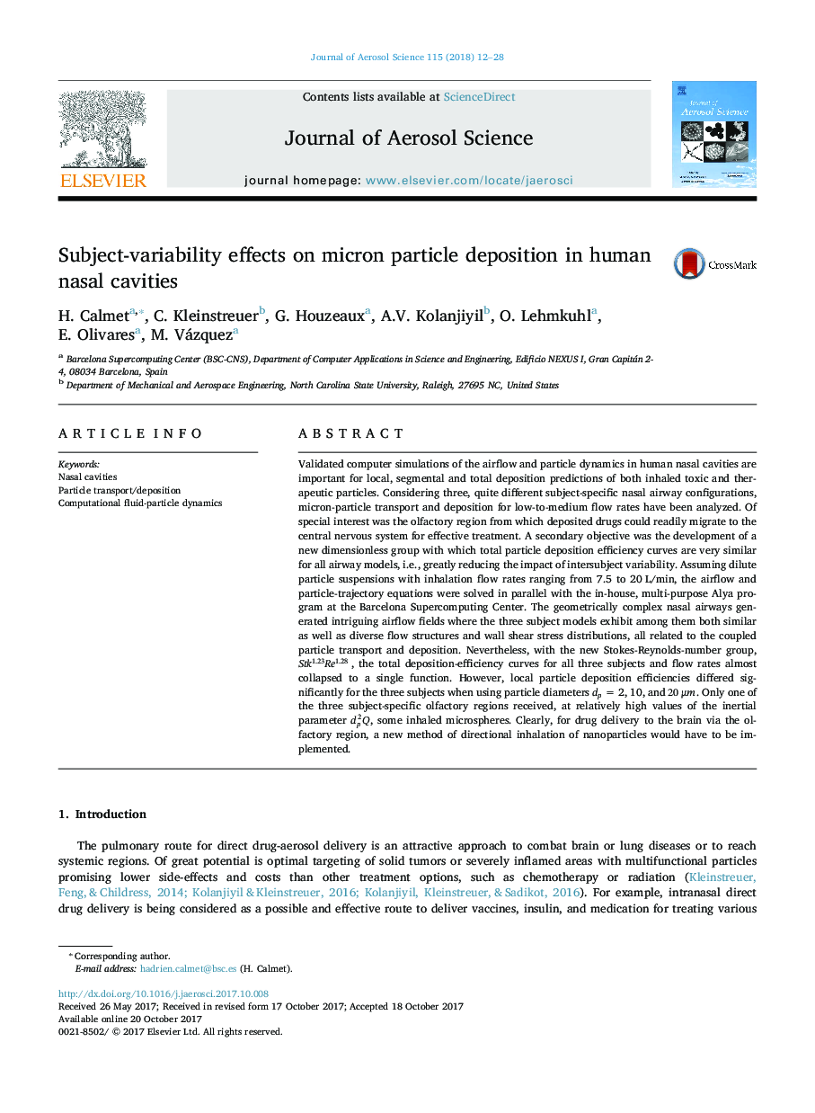 Subject-variability effects on micron particle deposition in human nasal cavities