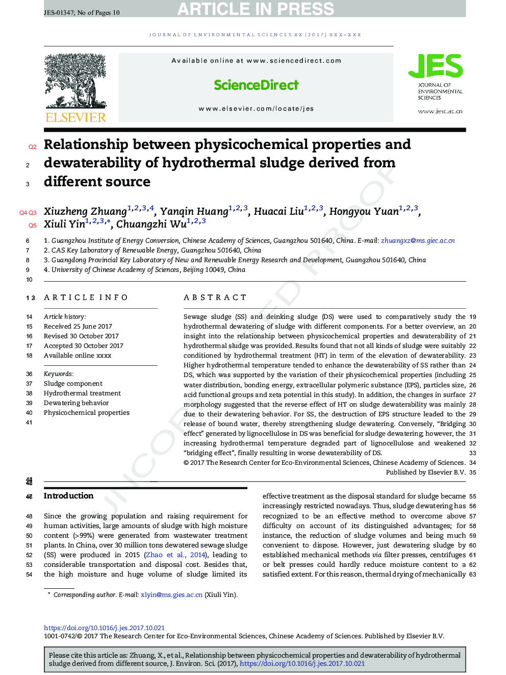 Relationship between physicochemical properties and dewaterability of hydrothermal sludge derived from different source