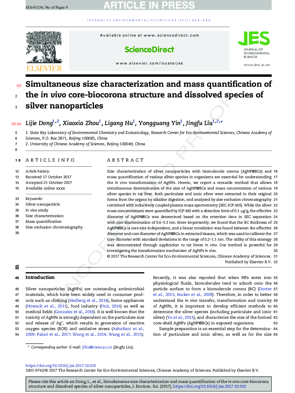 Simultaneous size characterization and mass quantification of the in vivo core-biocorona structure and dissolved species of silver nanoparticles