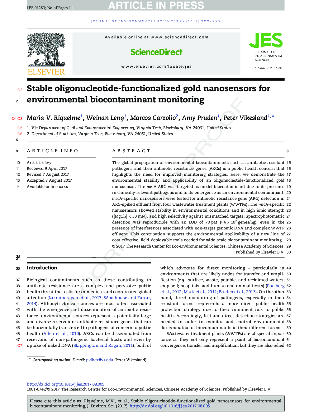 نانوسنسورهای طلای الیگونوکلئوتید پایدار برای کنترل زیست محیطی محیط زیست 